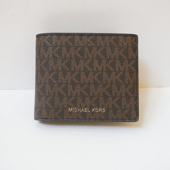 Michael Kors Men's Billfold Wallet MK Brown/Black - Picture 1 of 7